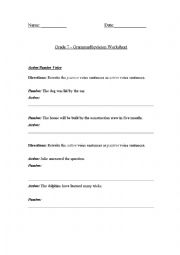 English Worksheet: Grammar Grade 7 Worksheet 
