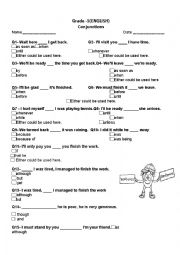 English Worksheet: Conjunctions