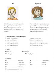 English Worksheet: have got reading and writing