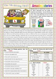 AMAZING STORIES The driving TEST ! (Easy Reader + Voca and Ex + KEY)  9/…