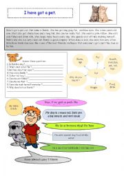English Worksheet: talking about your pet