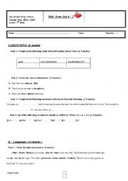 English Worksheet: mid term test  7th form