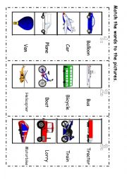 English Worksheet: Means of Transport Vocabulary Matching Worksheet