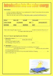 English Worksheet: Solar Energy