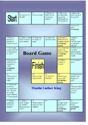 English Worksheet: Martin Luther King gameboard