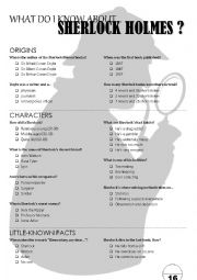 English Worksheet: What do I know about Sherlock Holmes?