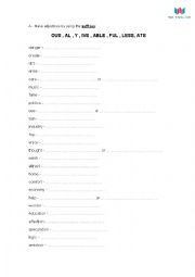 Prefixes and Suffixes Exercise