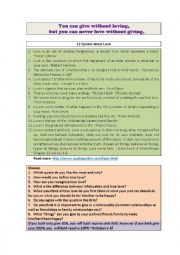 English Worksheet: LET`S TAlK - What is true love?