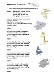 English Worksheet: song about the zoo