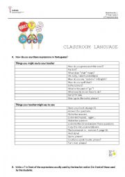 English Worksheet: Classroom Language