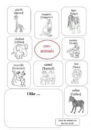 English Worksheet: Zoo animals