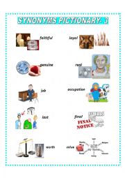 English Worksheet: SYNONYMS PICTIONARY 3