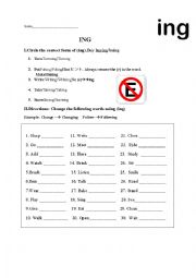 English Worksheet: Adding ING practice