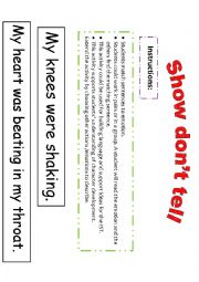 English Worksheet:  Show dont tell