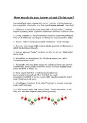 English Worksheet: How much do you know about christmas