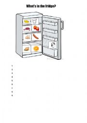 English Worksheet: A fridge to describe