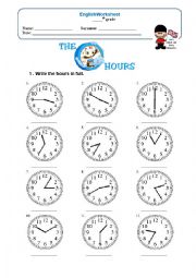 English Worksheet: Hours