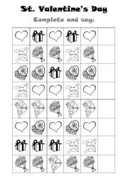 English Worksheet: Valentines Complete and Say