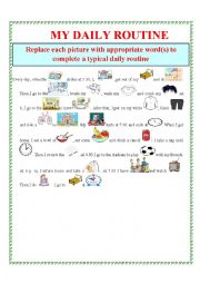 English Worksheet: DAILY ROUTINE