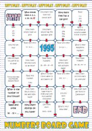 English Worksheet: Numbers Board Game