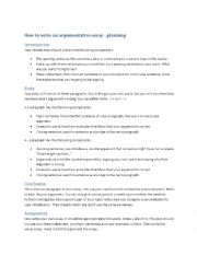 English Worksheet: Argumentative essay planning