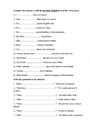 English Worksheet: test on present simple,continuous and past simple,continuous