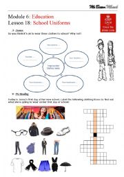 English Worksheet: School Uniforms - Reading