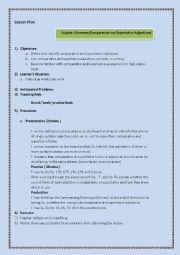 English Worksheet: Lesson plan for grammar (Comparative and superlative Adjectives)
