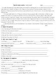 English Worksheet: Plans for winter vacation