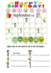 English Worksheet: Days of the Week