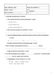 3rd form test n2   Tunisian curriculum