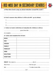 English Worksheet: Red Nose Day  VIDEO