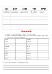 Spelling worksheet for 