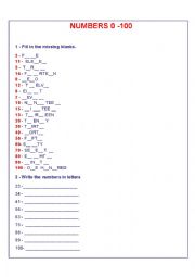 Numbers activities