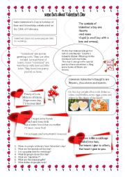 English Worksheet: some facts aboue Valentines day