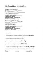 English Worksheet: We Three Kings