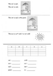 English Worksheet: easy story practice for short vowel sounds