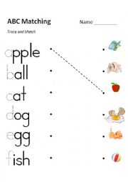 English Worksheet: ABC Phonics Matching (e-f) 3 Versions in Color and Grayscale