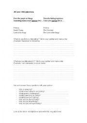 English Worksheet: -ed and -ing adjectives