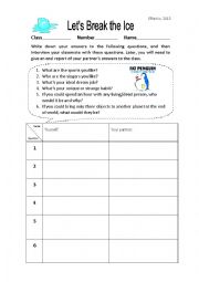 English Worksheet: Ice-breaking activity