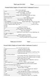 English Worksheet: Present Perfect Simple or Present Perfect Continuous Exercises