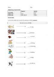 English Worksheet: personal pronouns