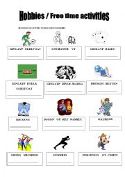 English Worksheet: HOBBIES AND FREE TIME ACTIVITIES PART 1