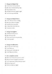 English Worksheet: Practicing Simple structures
