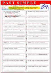 English Worksheet: Grammar PAST SIMPLE  Extra Exercises 