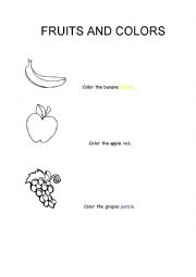 English Worksheet: Fruits and colors