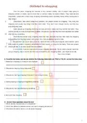 English Worksheet: Addicted to shopping