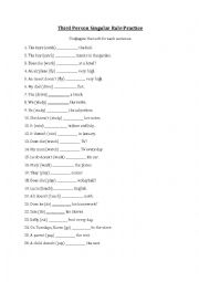 English Worksheet: Third Person Singular