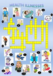 English Worksheet: Illnesses & injuries crosswords