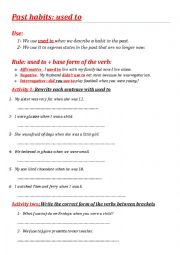 English Worksheet: past habit with used to 